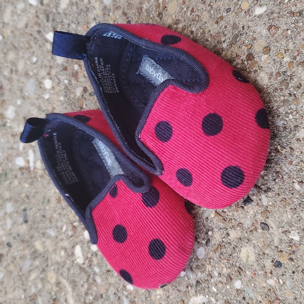 Baby GAP Corduroy Red Blue Polka Dot Newborn Shoes 0-3 Months Infant Crib Flats